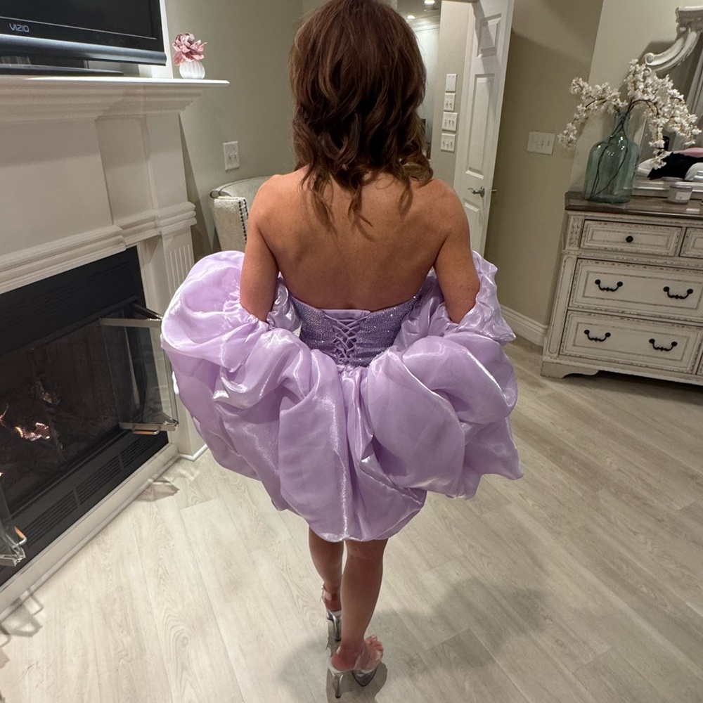 Sherri Hill Lavender Mini Dress with matching shawl - Picture 3 of 3